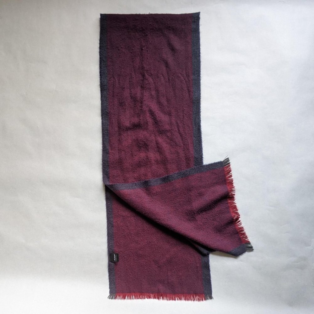 Jos A Bank Purple Grey Stripe Red Frayed Hem Scarf - Picture 2 of 6